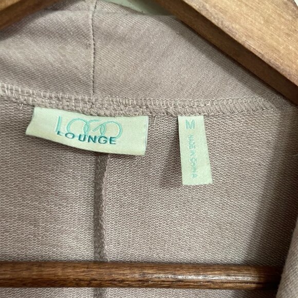 LOGO by Lori Goldstein Women's Beige Waterfall Button Pockets Cardigan Medium - Picture 2 of 7